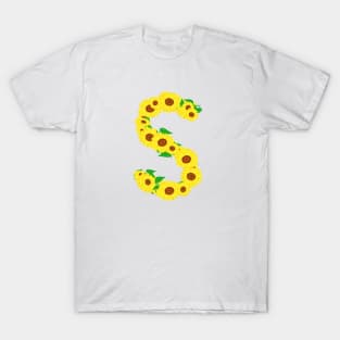 Sunflowers Initial Letter S (White Background) T-Shirt